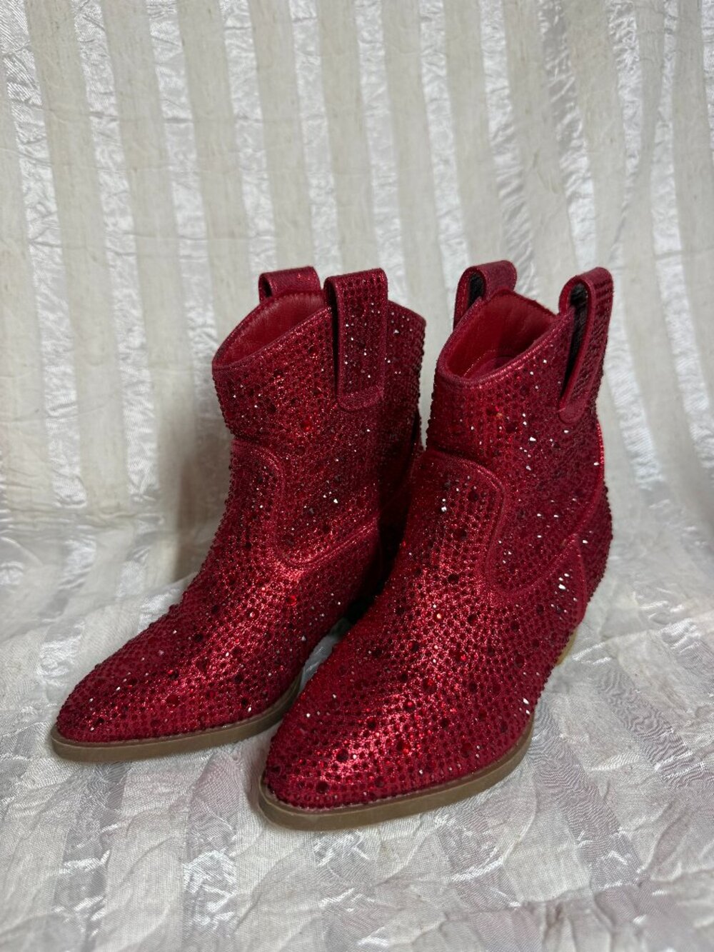Link Red Rhinestone Crystal Western Cowgirl Boots Toddler Girls Size 9